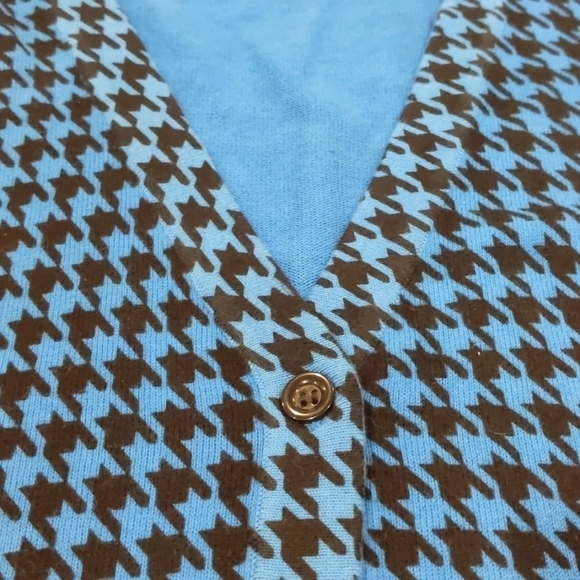 2/$20 Joan Rivers women’s turquoise houndstooth knit cardigan 1X - Picture 7 of 7